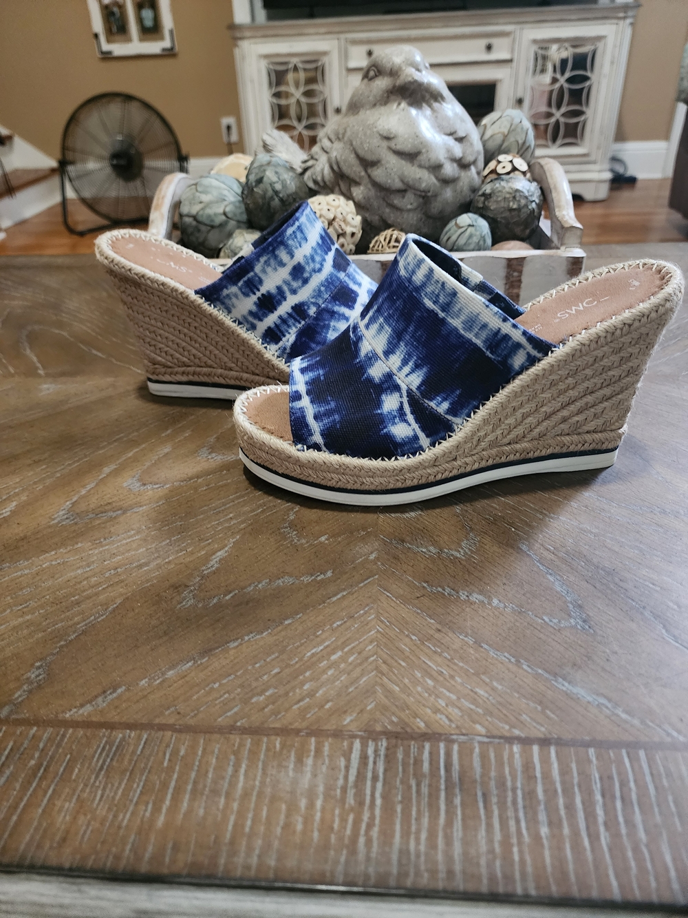 Blue Tie-Dye Toms Wedge Slide
